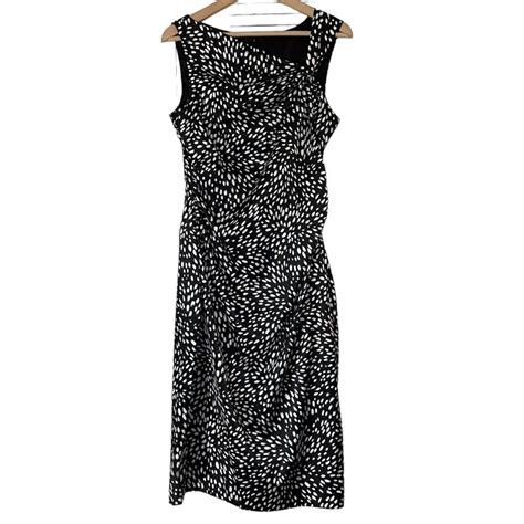 Maggy London Sleeveless Sheath Dress Sz 12 Nwt Black White Satin