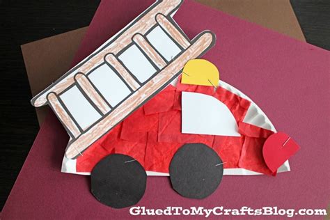 Paper Plate Fire Truck Craft Idea - Glued To My Crafts