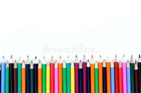 Color Pencil With Copy Space Isolated On Whtie Background Education Frame Concept Frame Of