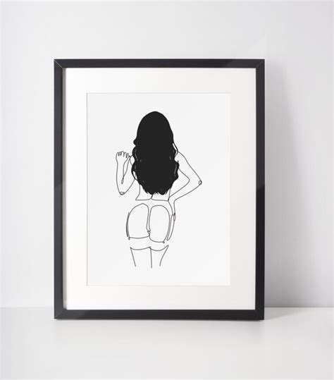 Nude Line Art Woman In Lingerie Art Erotic Minimalist Print Etsy
