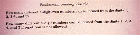 Solved Fundamental Counting Principle How Many Different Digit Even