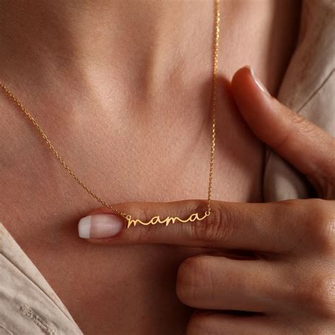 Dainty Mama Necklace K Gold Name Necklace Sterling Silver Name