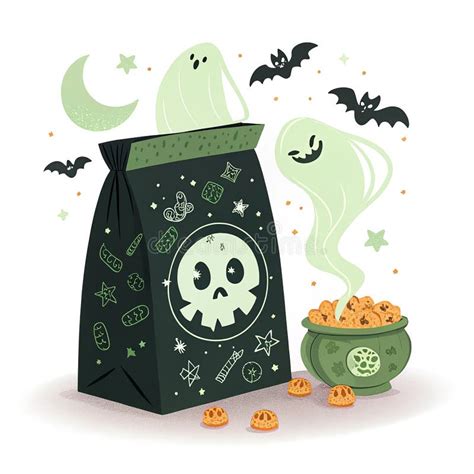 Glow in the Dark Halloween Mystery Snack Bag Stock Illustration ...