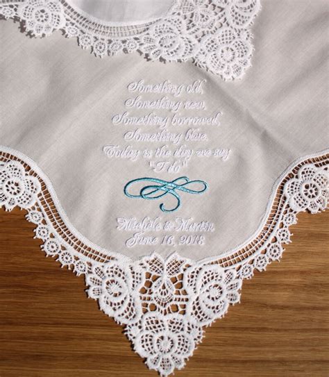 Embroidered Personalized Wedding Handkerchief With Flora Lace Etsy