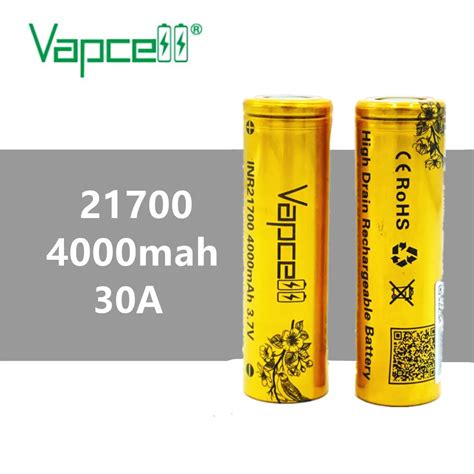 2pcs VAPCELL Original INR21700 INR 21700 4000mAh Lithium 30A HIGH POWER