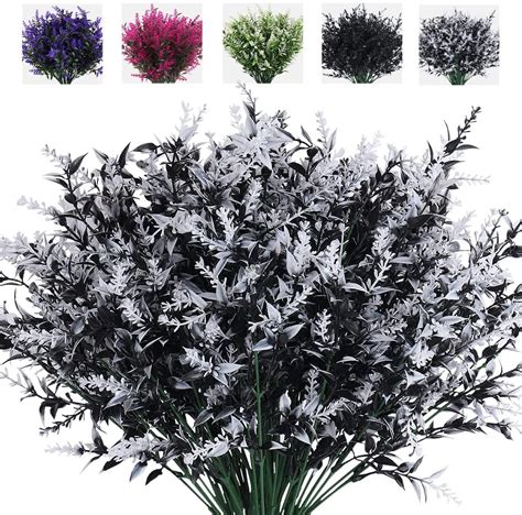 8 Bundles Artificial Flowers Fake Outdoor Plants Faux UV Resistant