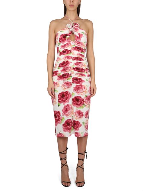 Magda Butrym Appliqu D Ruched Cutout Floral Print Stretch Jersey Midi