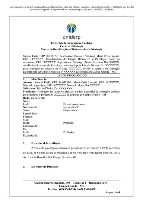 Modelo laudo básico 3 noturno Passei Direto autorais e não pode ser