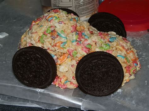 Our Pinecar Derby Trophies Are Edible A Rice Krispie Race Car With Oreo Wheels Vrooom Into