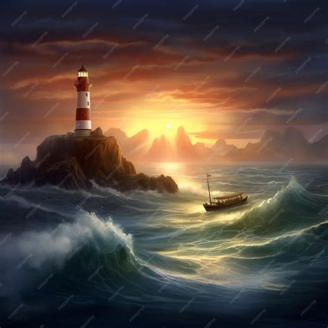 Premium AI Image | Lighthouse in ocean