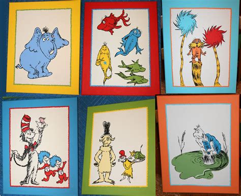 Set Of Six Dr Seuss Inspired Custom Hand Painted Wall Art