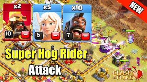 Th11 Queen Charge Super Hog Rider Attack Strategy Best Th11 Attack