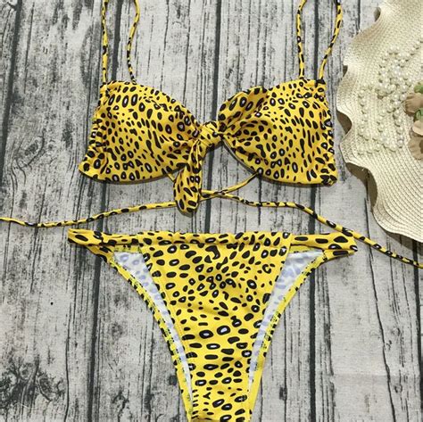 Luoanyfash 2018 Bikini Women Swimsuit Leopard Print Swimwear Low Waist