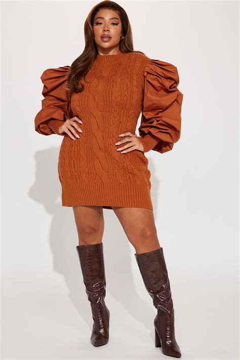 Sass And Class Sweater Mini Dress Rust Fashion Nova