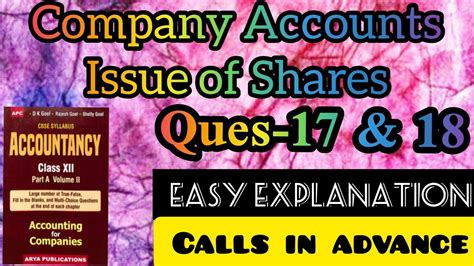 Company Accounts Issue Of Shares Ques 17 18 Calls In Advance