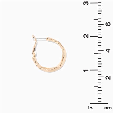 Gold Tone 25mm Molten Hoop Earrings Claires