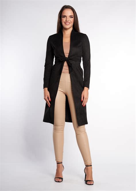 Envy Fashion Hosszú szűkített kötős velúr kabát