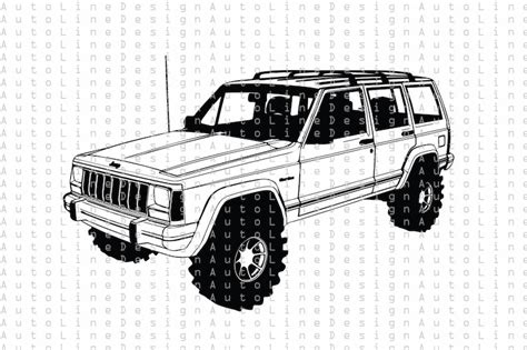 Jeep Cherokee XJ Offroad 4x4 Lifted Svg Pdf Dxf Eps Png Etsy