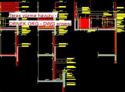 Teras yüzme havuzu dwg projesi Autocad Projeler