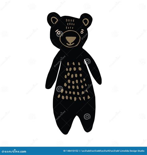 Cute Bear Silhouette Cartoon Vector Illustration Motif Set Hand Drawn