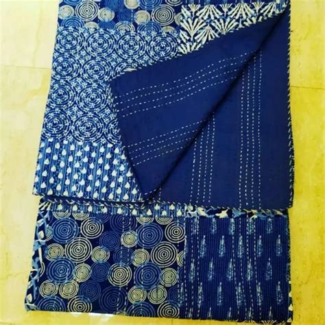 Cotton Indigo Patchwork Kantha QuiLts Size 90 108 Inches At Best