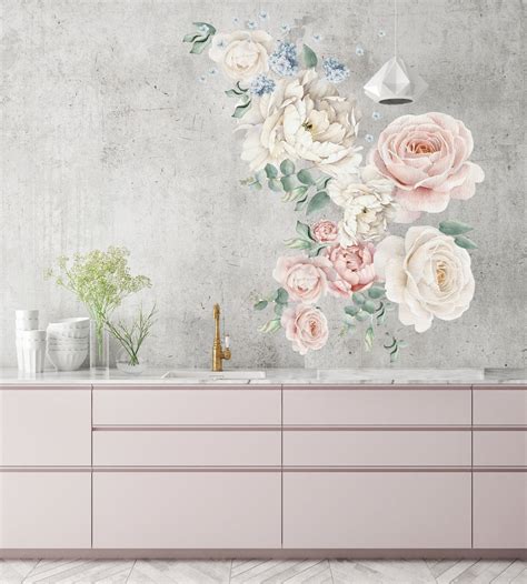 Peony Wall Decal Peony Flowers Wall Sticker Peony Nursery Etsy