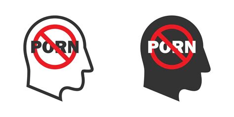 No Porn Icon In Human Head Silhouette Stop Porn Art Vector