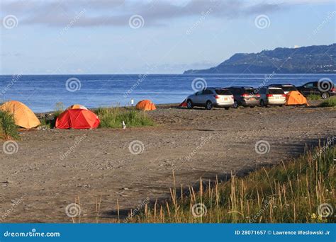 Alaska Homer Spit Beach Car Tent Camping Editorial Photography