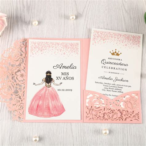 Buy DORISHOME 4 7x7 Inch 50PCS Personalized Pink Quinceanera