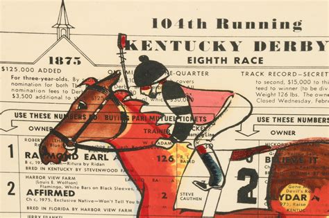 Jon Higgins Ink And Watercolor Drawing Of 1978 Kentucky Derby Winner