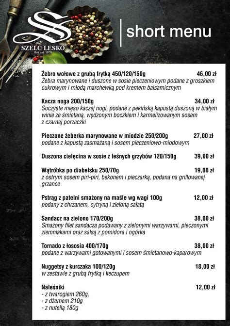 Menu Restauracja Szelców