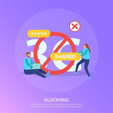 Premium Vector Internet Blocking Censorship Flat Purple Illustration