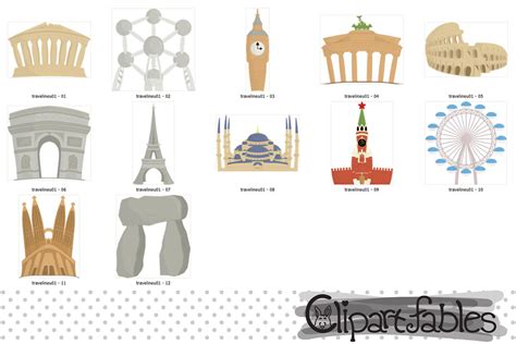 Cute TRAVEL in EUROPE clipart, Famous buildings, European Landmarks By clipartfables | TheHungryJPEG