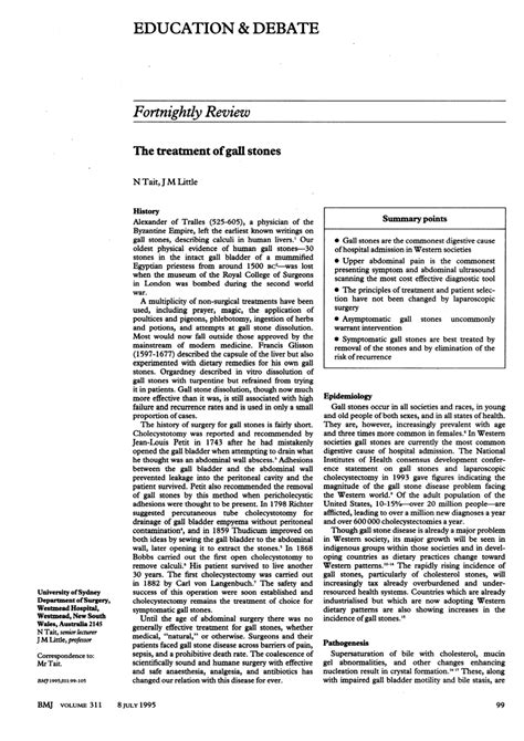 (PDF) The treatment of gall stones