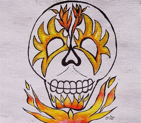 Flaming Skull Drawing at PaintingValley.com | Explore collection of Flaming Skull Drawing