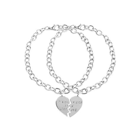 Partners in Crime BFF Best Friends Heart Charm Bracelets (2 PC)