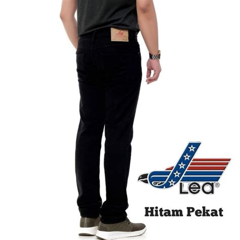 Jual Celana Jeans Lea Standart Reguler Fit Hitam Garment Biru Muda