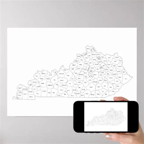 Kentucky counties map with county names poster | Zazzle