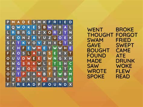 PAST TENSE VERB - Wordsearch