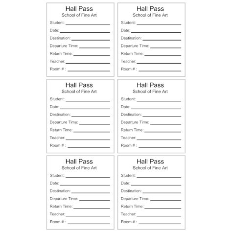 Editable Printable Hall Pass Template Free Templates Printable