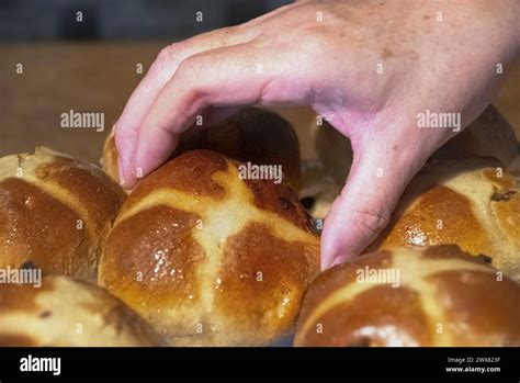 Home Made Hot Cross Buns Easter Cottage Style Cottage Core Stock Photo Alamy