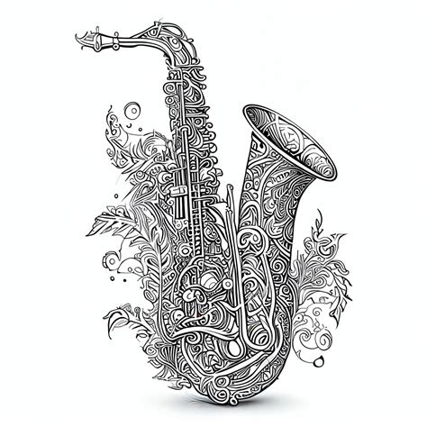 12 Pack Stress Relief Coloring Pages Saxophone Digital Print Filigree Detailed Mandala Instant