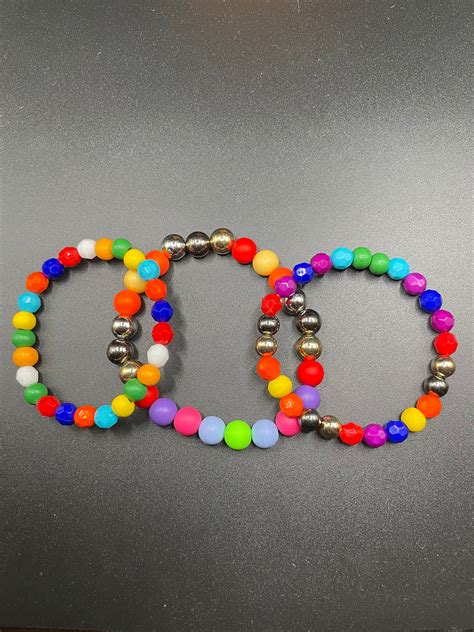 Rainbow Beaded Bracelets-colorful Bracelets-couples Bracelets-tacky Rainbow Beaded Bracelets - Etsy