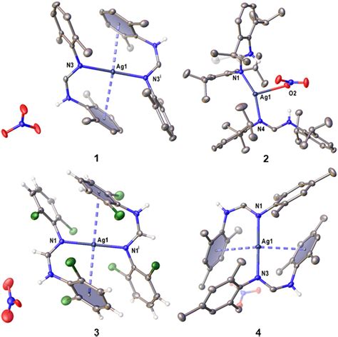 Ortep Diagrams Of Complexes 1 4 Drawn At 50 Thermal Ellipsoid Download Scientific Diagram