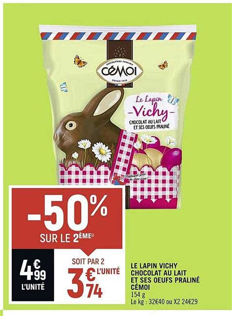 Promo Le Lapin Vichy Chocolat Au Lait Et Ses Ufs Pralin C Moi Chez