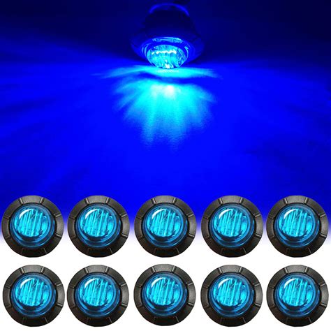 Buy 10pcs 34in Round Blue Led Bullet Marker Lights Front Rear Side Led Marker Lightsled