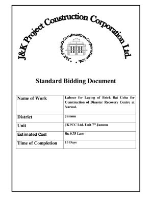 Fillable Online Standard Bidding Document Jkpcc Fax Email Print