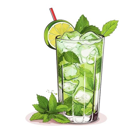 Desenho Manual De Coquetel De Mojito Ilustra O Vetorial De Clipart De