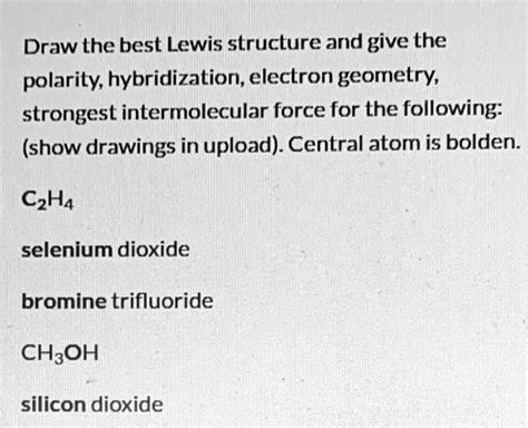 Solved Draw The Best Lewis Structure And Give The Polarity