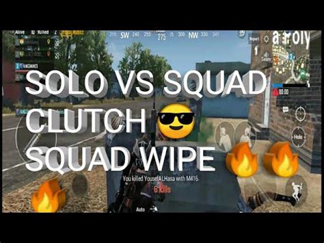 Solo Vs Squad Clutch Squad Wipe Pubg Mobile Youtube